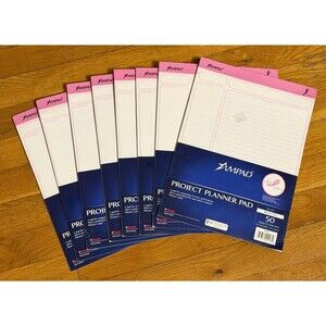 Ampad® PInk Ribbon cancer Perforated Writing Pad, Project Rule. Lot of 8 Pads